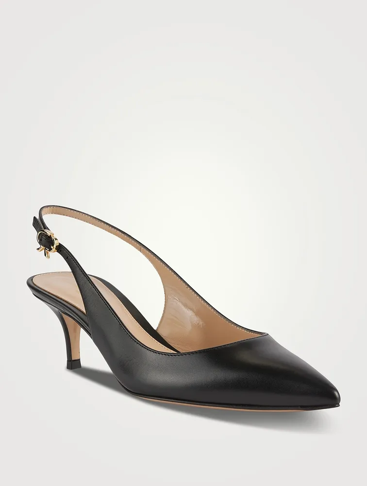 Ribbon Leather Slingback Pumps