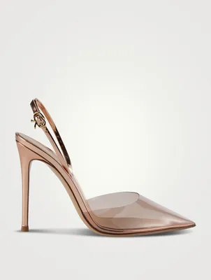 Ribbon Plexi And Metallic Leather d'Orsay Pumps