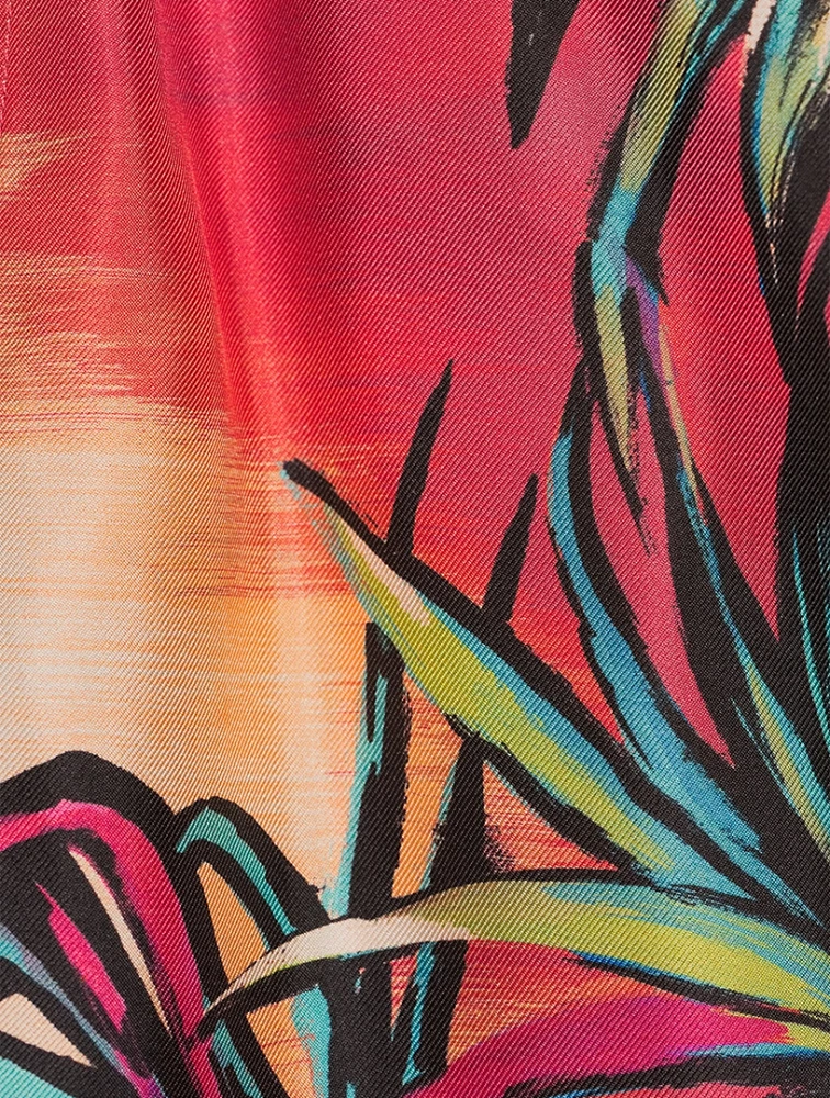 Silk Twill Shorts In Hawaiian Print