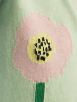 Cotton Cardigan With Flower Intarsia