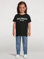 Kids Cotton T-Shirt With Flocked Logo