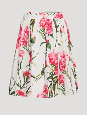 Cotton Poplin Skirt Carnation Print