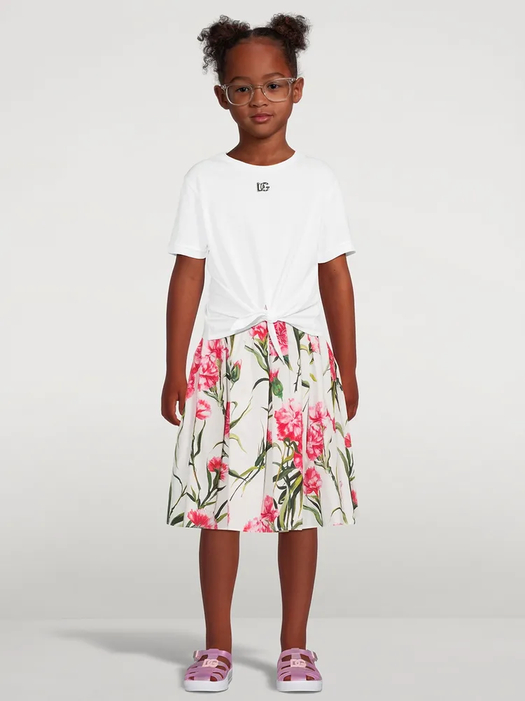 Cotton Poplin Skirt Carnation Print