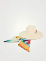 Cassidy Packable Straw Hat With Satin Scarf