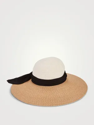 Honey Wide-Brim Sun Hat With Bow