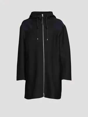 Wool And Silk Hooded Anagram Coat