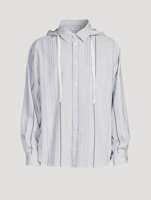 Wool And Cotton Jacquard Hooded Shirt