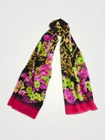 Long Silk Scarf In Medusa Orchid Print