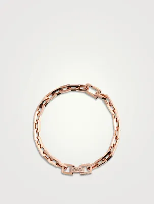 Mini 18K Rose Gold Deco Link Bracelet With Diamonds