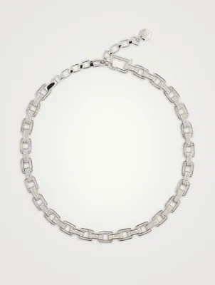 18K White Gold Pavé Diamond Deco Link Necklace