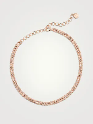 Mini 18K Rose Gold Pavé Diamond Link Choker Necklace