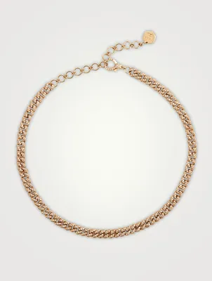 Mini 18K Gold Pavé Diamond Link Choker Necklace