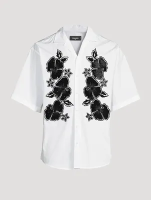 Goth Flower Cotton Short-Sleeve Shirt