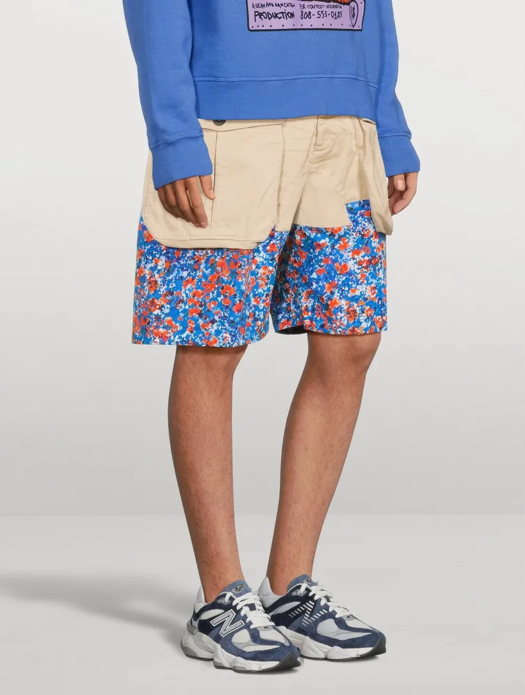 Canvas And Floral Shorts