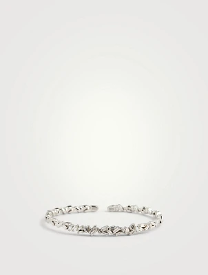 Rainbow Fireworks 18K White Gold Bangle Cuff Bracelet With Diamonds