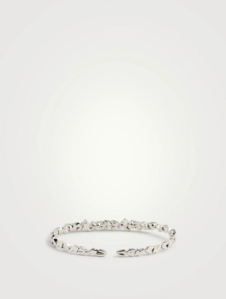 Rainbow Fireworks 18K White Gold Bangle Cuff Bracelet With Diamonds