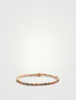 18K Rose Gold Rainbow Sapphire Tennis Bracelet