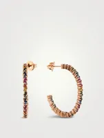 18K Rose Gold Hoop Earrings With Multicolour Stones