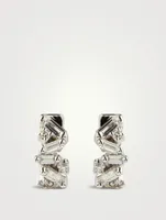 Fireworks 18K White Gold Huggie Hoop Earrings With Diamonds