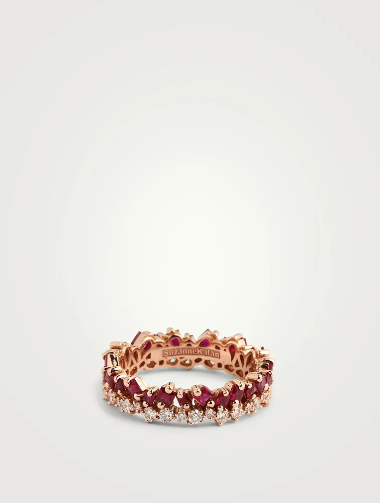 18K Rose Gold Double Eternity Band