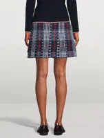 Cotton Dropped Back Pleated Mini Skirt Check Print