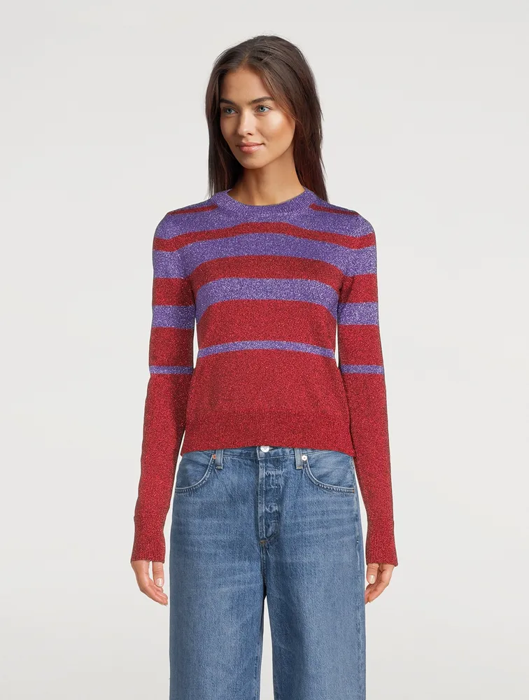 Lurex Striped Long-Sleeve Top