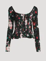 Pleated Bustier Top Floral Print