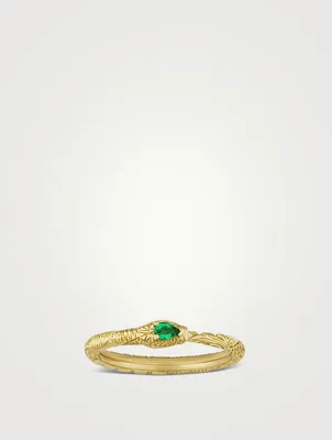 Ouroboros 18K Gold Ring With Emerald