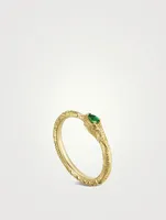 Ouroboros 18K Gold Ring With Emerald