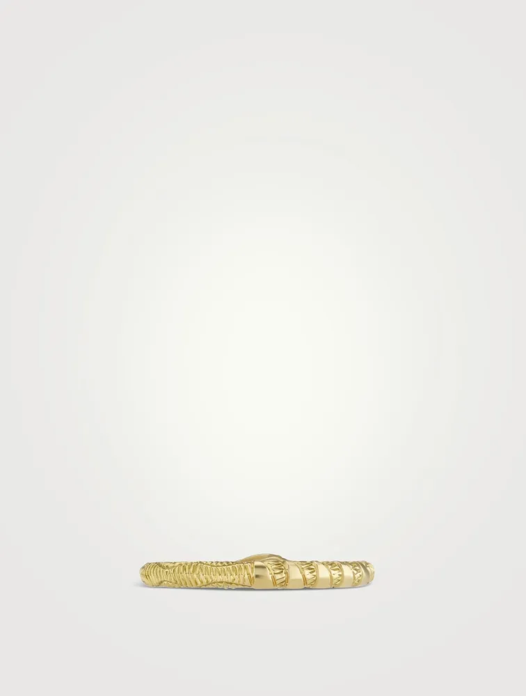 Ouroboros 18K Gold Ring With Emerald