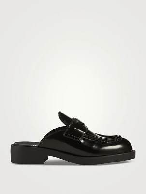 Brushed Leather Loafer Mules