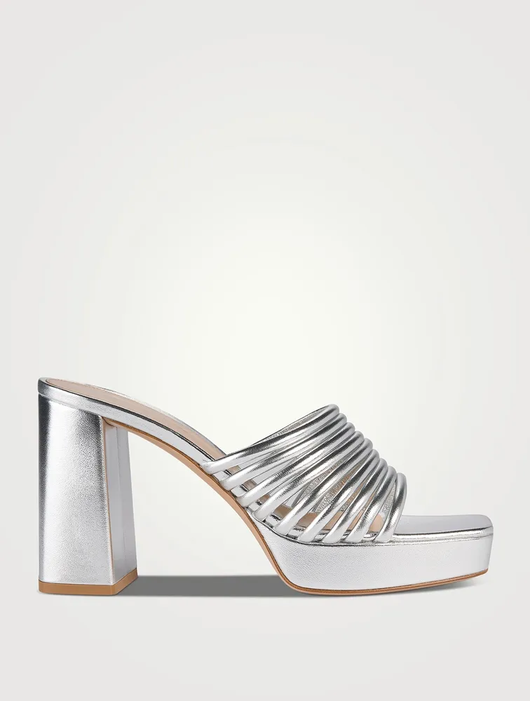 Lena Metallic Leather Platform Mules