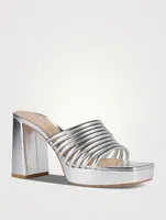 Lena Metallic Leather Platform Mules