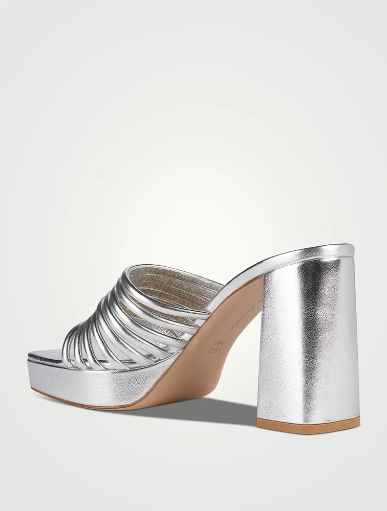 Lena Metallic Leather Platform Mules