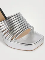 Lena Metallic Leather Platform Mules