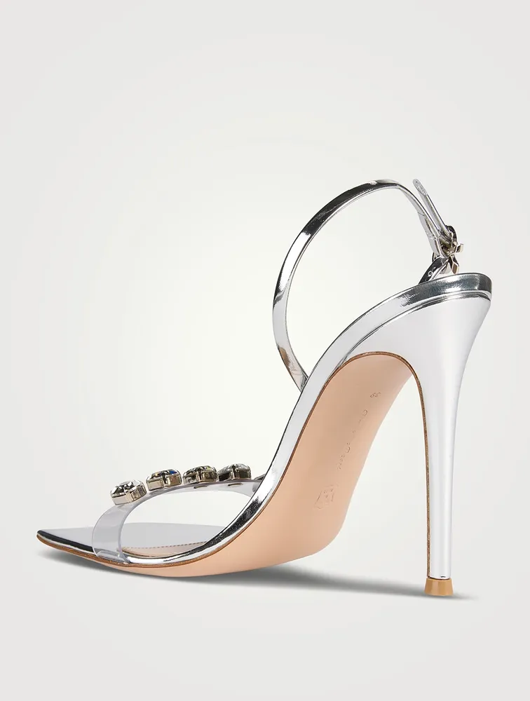 Ribbon Candy Metallic Leather And PVC Slingback Sandals