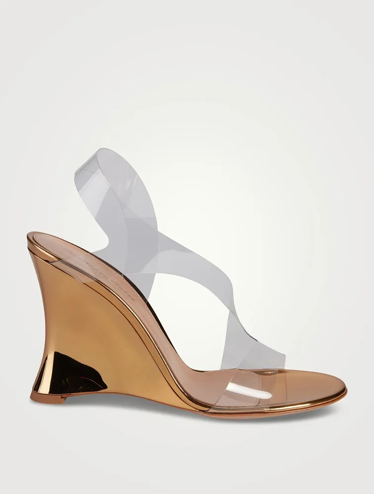 Metropolis Metallic Leather And PVC Wedge Sandals