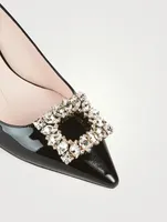 Virgule Strass Patent Leather Slingback Pumps