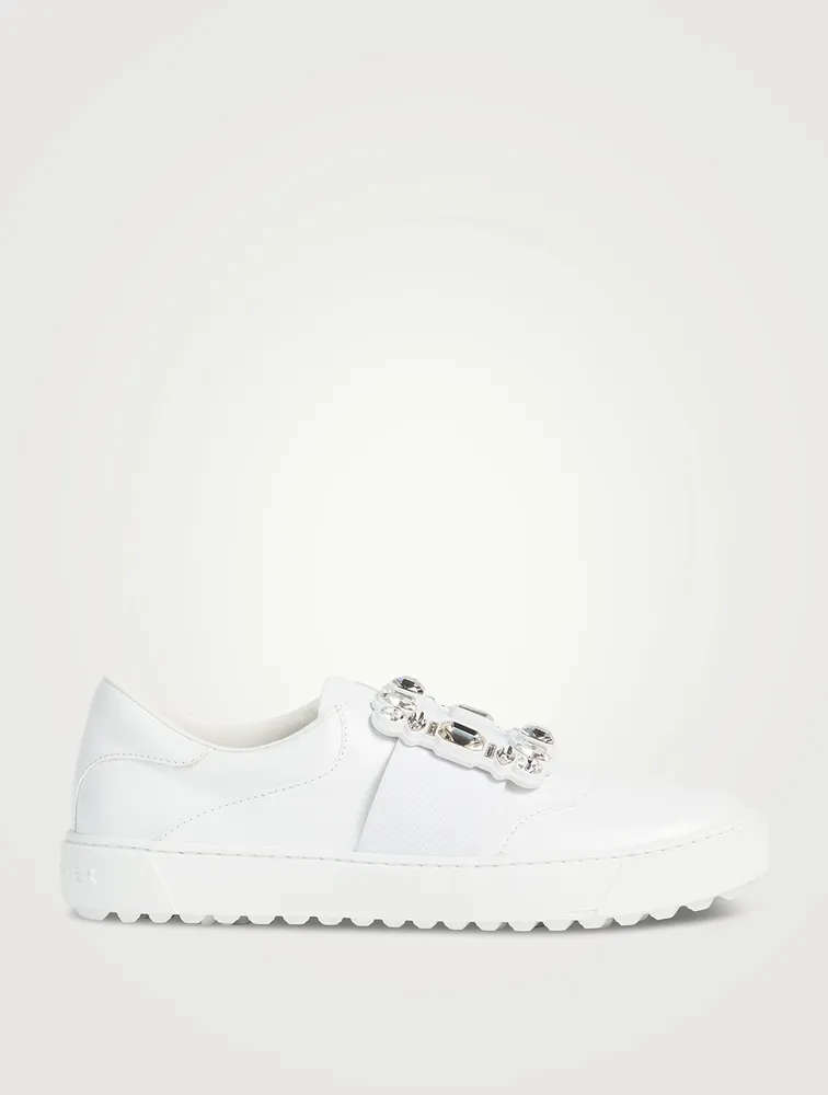 Very Vivier Strass Buckle Leather Sneakers