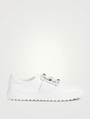 Very Vivier Strass Buckle Leather Sneakers