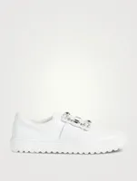 Very Vivier Strass Buckle Leather Sneakers