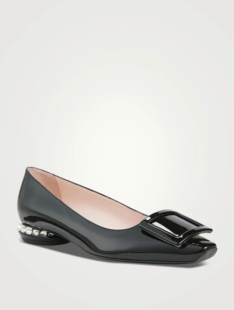 Strass Heel Patent Leather Ballet Flats