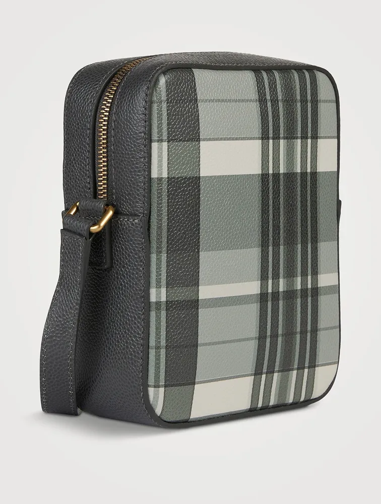 THOM BROWNE Leather Madras Vertical Camera Bag