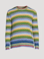 Wool Striped Sweater With Jacquard Logo