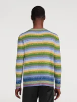 Wool Striped Sweater With Jacquard Logo