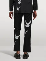 Singing Doves Wool Wide-Leg Pants