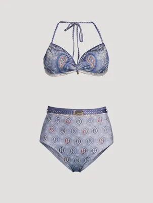 Vitali High-Waist Bikini Set Paisley Print