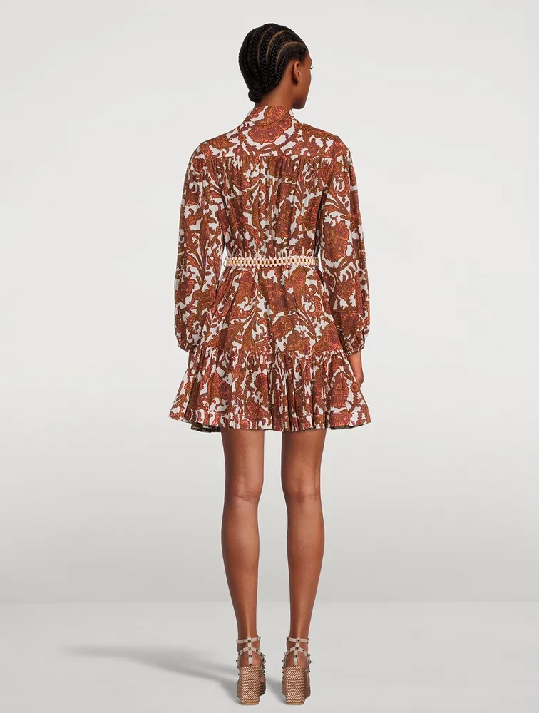 Tiggy Cotton Mini Dress Paisley Print