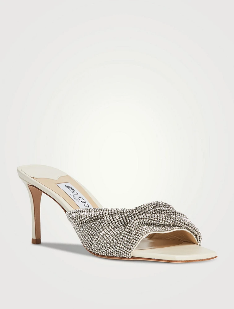 Naria Crystal Mesh And Leather Mules