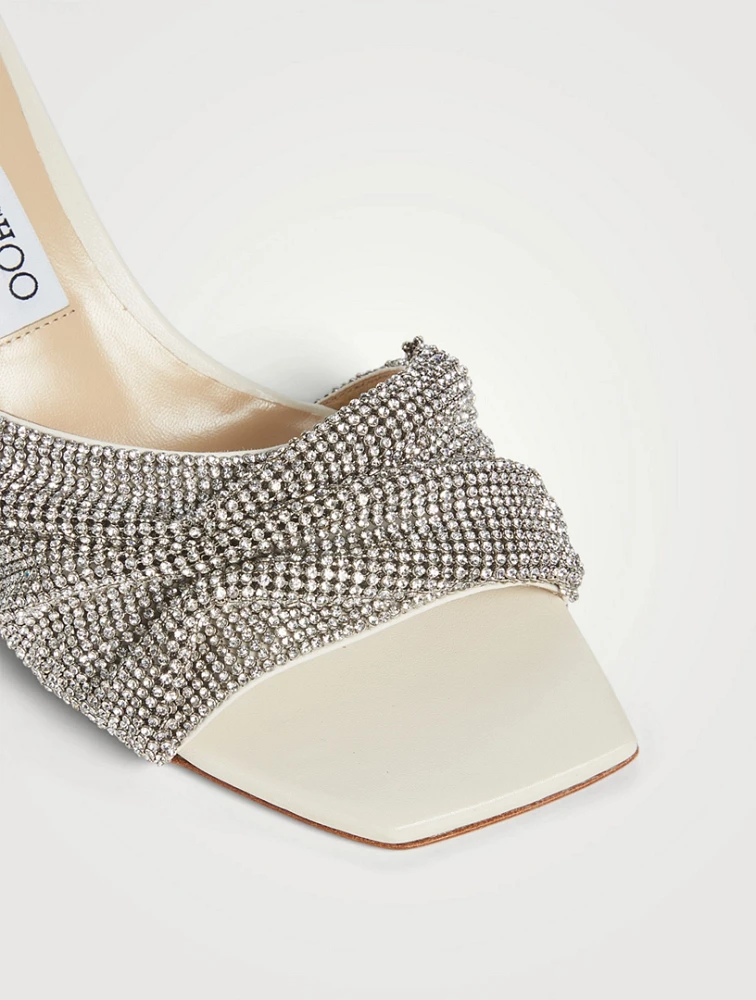 Naria Crystal Mesh And Leather Mules